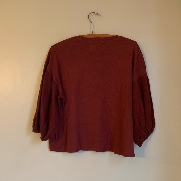 Velvet by Graham & Spencer x Anthropologie blouse puff sleeves jersey knit - Picture 5 of 7